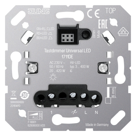 Jung 1711DE Tastdimmer Universal LED mit Nebenstelleneingang Jung 1711DE Tastdimmer Universal LED mit Nebenstelleneingang
