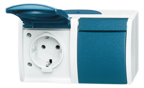 Busch-Jaeger 20/2 EW-53 SCHUKO® Steckdose 2-fach grau/blaugrün 2CKA002084A0699 Busch-Jaeger 20/2 EW-53 SCHUKO® Steckdose 2-fach grau/blaugrün 2CKA002084A0699
