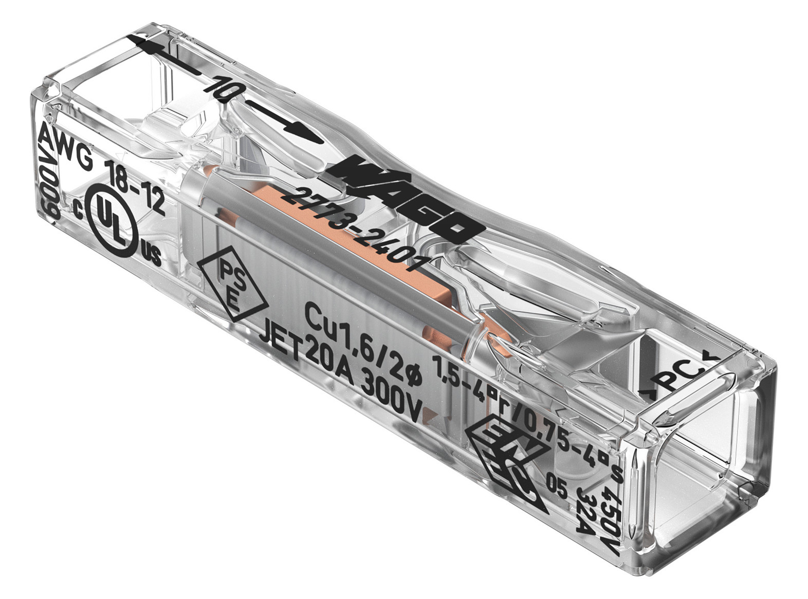 Wago 2773-2401 Durchgangsverbinder zum Stecken max. 4qmm 2 Leiter transparent Wago 2773-2401 Durchgangsverbinder zum Stecken max. 4qmm 2 Leiter transparent