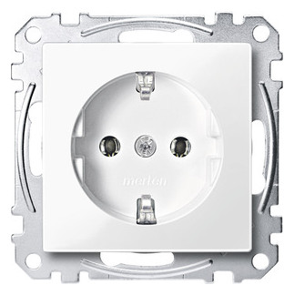 Merten MEG2301-0319 SCHUKO-Steckdose Steckklemmen polarweiß glänzend System M Merten MEG2301-0319 SCHUKO-Steckdose Steckklemmen polarweiß glänzend System M
