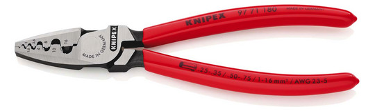 Knipex 9771180 Aderendhülsenzange 180mm 0,25-16,0mm² Knipex 9771180 Aderendhülsenzange 180mm 0,25-16,0mm²