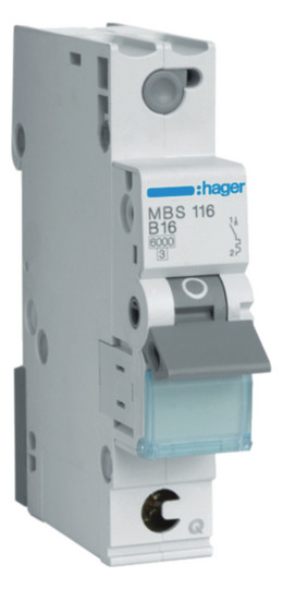 Hager MBS116 Leitungsschutzschalter 1 polig 6kA B-Charakteristik 16A Quick Connect 1 Modul