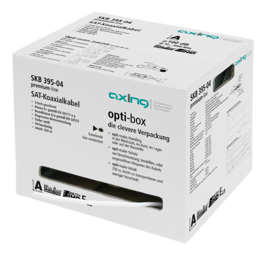 Axing SKB39504 Koaxialkabel 250m weiß opti-box A+ 3-fach geschirmt