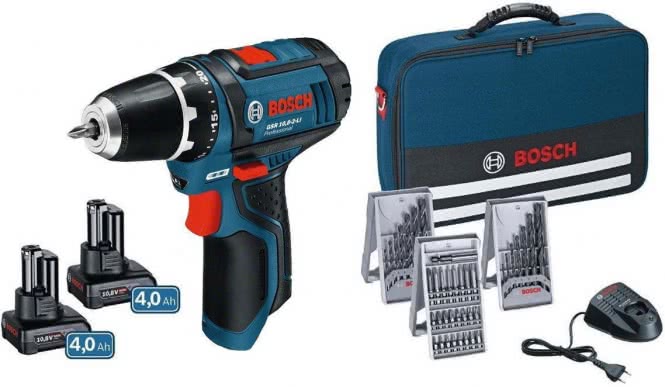Bosch 0615990HV1 Akku-Bohrschrauber GSR 12V-15 2x4,0Ah 39-tlg. Zubehörset Bosch 0615990HV1 Akku-Bohrschrauber GSR 12V-15 2x4,0Ah 39-tlg. Zubehörset