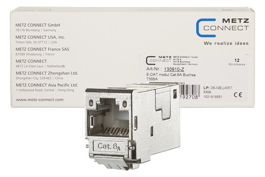 Metz Connect 130910-Z E-DATmodul Cat.6A Buchse Umverpackung a 12 Stück Metz Connect 130910-Z E-DATmodul Cat.6A Buchse Umverpackung a 12 Stück