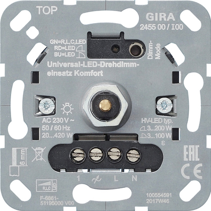 Gira 245500 S3000 Uni-LED-Drehdimmeinsatz Komfort Einsatz Gira 245500 S3000 Uni-LED-Drehdimmeinsatz Komfort Einsatz