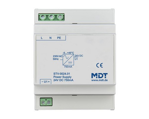 MDT STV-0024.01 Spannungsversorgung 4TE REG 750mA 24VDC MDT STV-0024.01 Spannungsversorgung 4TE REG 750mA 24VDC