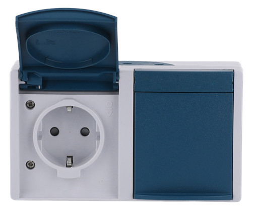 Busch-Jaeger 20/2 EBW-53 SCHUKO® Steckdose mit erhöhtem Berührungsschutz grau/blaugrün 2CKA002084A0720 Busch-Jaeger 20/2 EBW-53 SCHUKO® Steckdose mit erhöhtem Berührungsschutz grau/blaugrün 2CKA002084A0720