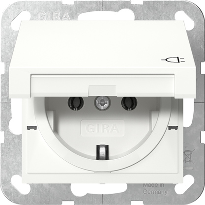Gira 445403 SCHUKO-Steckdose Klappdeckel System 55 reinweiß glänzend Gira 445403 SCHUKO-Steckdose Klappdeckel System 55 reinweiß glänzend